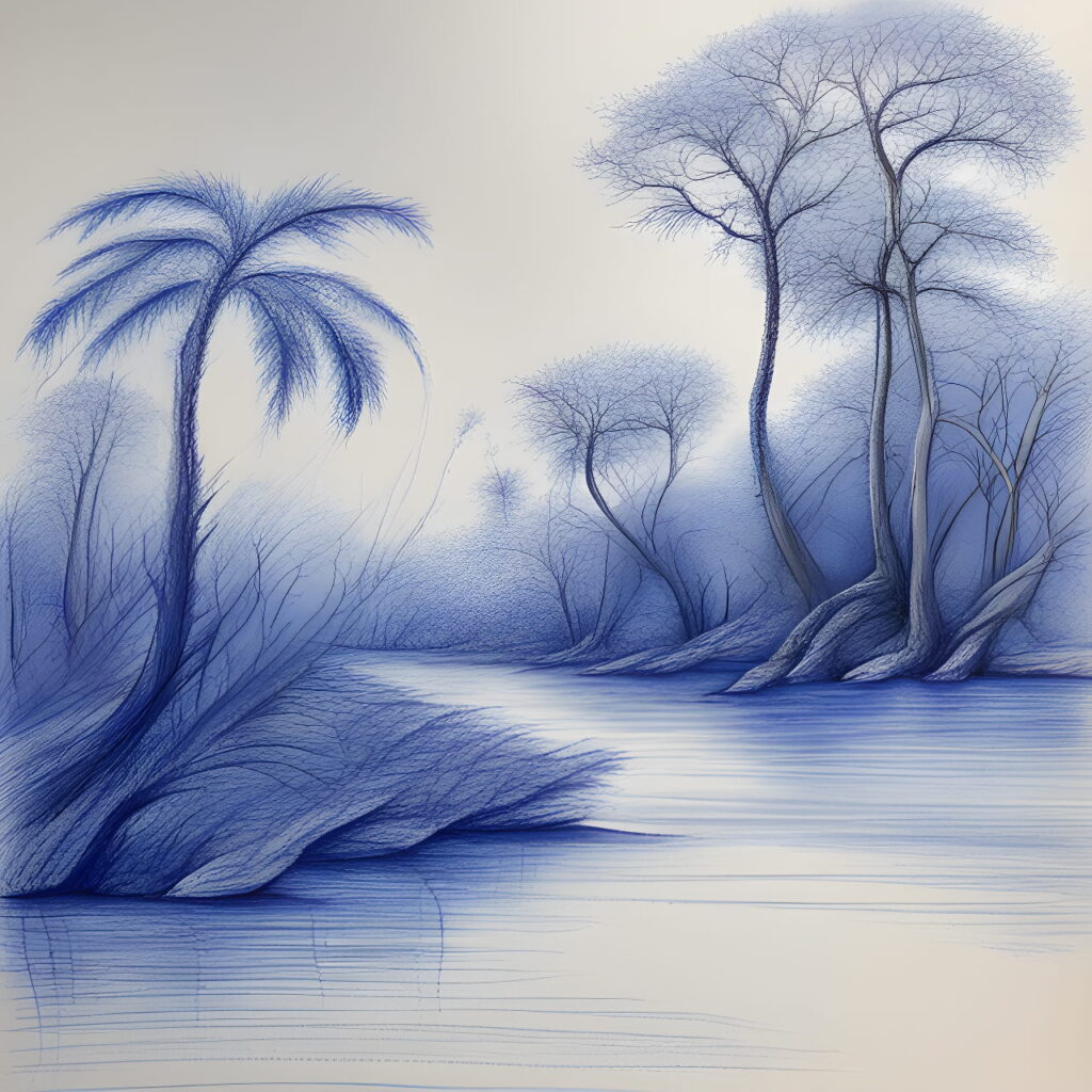 इंतज़ार का फल मीठा होता है,
बिना उस के हर पल कटना मुश्किल होता है। drawn in blue biro pen, artistic drawing, trending on artstation, colorful